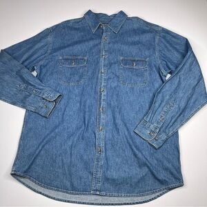 Northcrest Denim Shirt Button Long Sleeve Vintage Blue Western Work Outdoor XXLT